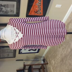 Burgundy 3/4 sleeve Striped Top